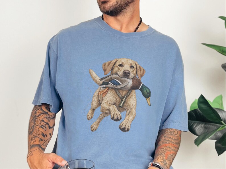Yellow Lab Gift, Duck Hunting Shirt, Waterfowl Hunter Tee, Labrador Retriever Art, Bird Dog Shirt, Vintage Hunting Gift For Men image 10
