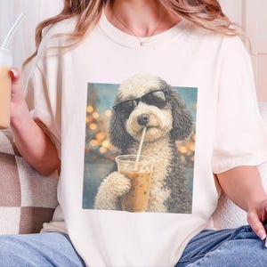 Comfort Colors Silly Dog Shirt, Iced Coffee Girly Tee, Sheepadoodle Cool Dog Mom Graphic Shirt, Coffee Lover Gift for Her, Dog Shirt Women image 10