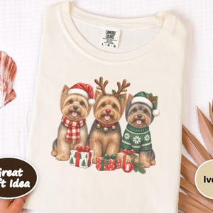 Christmas Yorkie Sweatshirt, Yorkie Mom Gift, Holiday Dog Crewneck, Festive Puppy Jumper, Yorkie Lover Apparel image 4