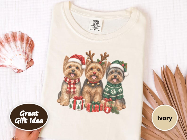 Christmas Yorkie Sweatshirt, Yorkie Mom Gift, Holiday Dog Crewneck, Festive Puppy Jumper, Yorkie Lover Apparel image 4