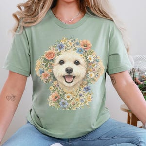 Maltipoo Print Shirt, Maltipoo Floral Face Tee, Spring Animal Art, Maltese Poodle Gifts, Dog Lover Tee, Maltese Poodle Fan, Mama Dog Owner image 8