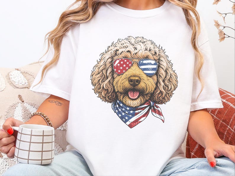 Comfort Colors Patriotic Dog Shirt, Cockapoo Goldendoodle Sweatshirt, American Heritage Independence Celebration Crewneck, Cockapoo Shirt immagine 1