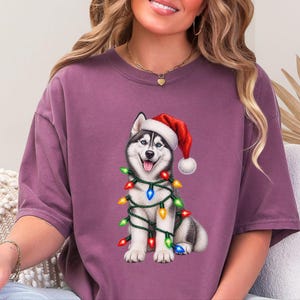 Husky Christmas Shirt, Husky Christmas Sweatshirt, Dog Christmas Gift, Holiday Dog Owner Gift, Siberian Husky Lover Tee image 1