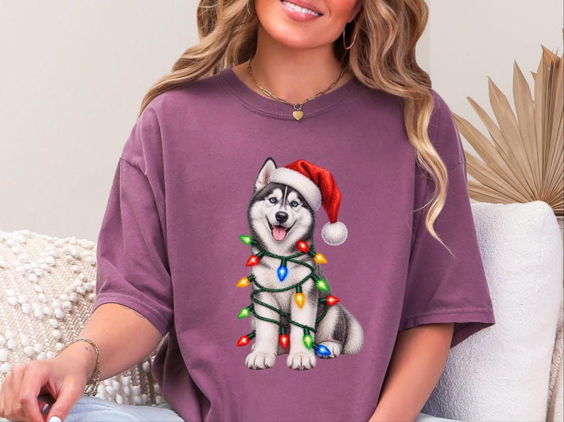 Husky Christmas Shirt, Husky Christmas Sweatshirt, Dog Christmas Gift, Holiday Dog Owner Gift, Siberian Husky Lover Tee image 1