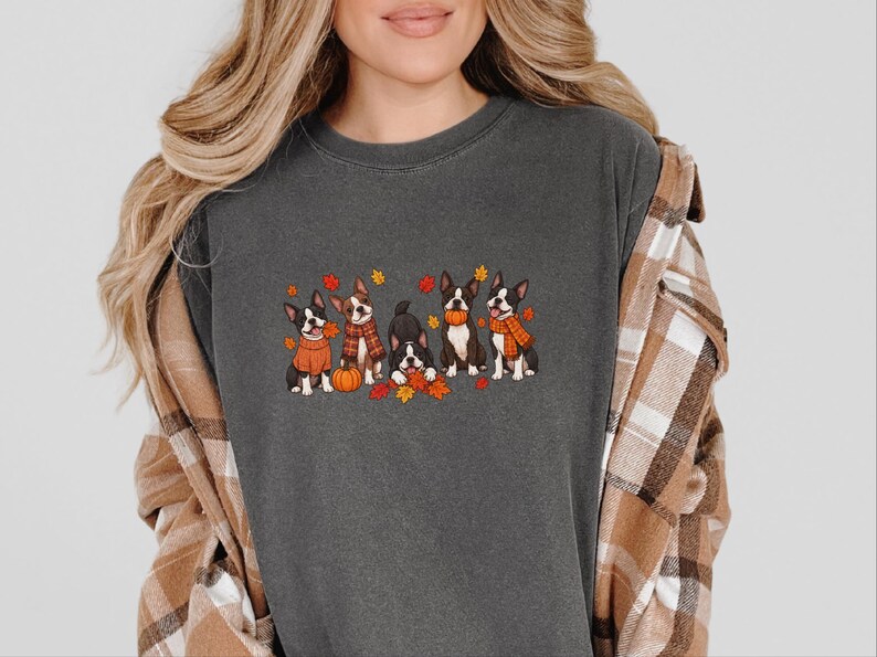 Boston Terrier Fall Shirt, Dog Lover Gift, Cozy Autumn Tee, Cute Puppy Shirt, Boston Terrier Owner Gift, Fall Dog Sweatshirt image 5