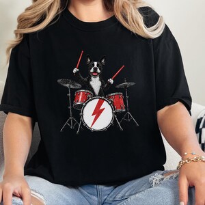 Boston Terrier Shirt, Drummer Gift Idea, Rock Dog Tee, Music Lover Present, Boston Terrier Art, Funny Dog Shirt image 6