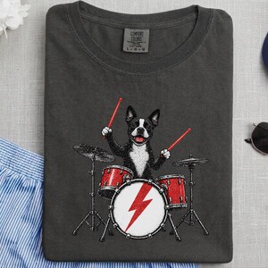 Boston Terrier Shirt, Drummer Gift Idea, Rock Dog Tee, Music Lover Present, Boston Terrier Art, Funny Dog Shirt image 10