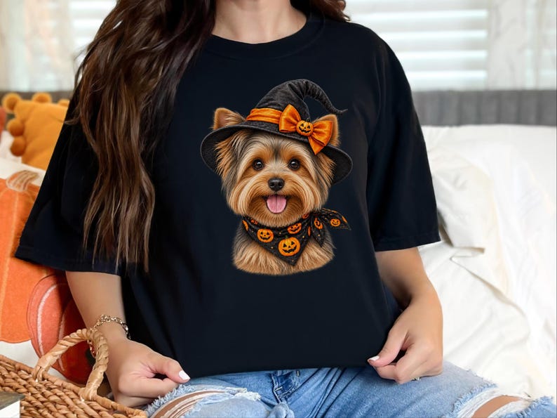 Yorkie Halloween Shirt, Yorkie Mom Gift, Witch Dog Shirt, Halloween Dog Shirt, Yorkie Lover Gift, Fall Dog Sweatshirt image 7