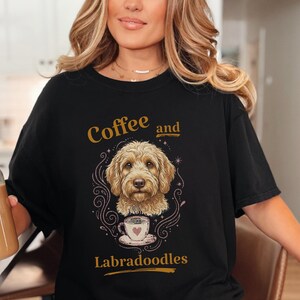 Comfort Colors Labradoodle Shirt Coffee And Labradoodles, Golden Doodle Dog Art Print, Doodle Mom Dad Sweatshirt, Whimsical Pet Art image 11