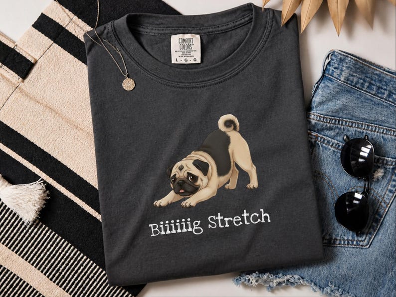 Comfort Colors Funny Pug Tee Biiiiig Stretch, Kawaii Dog Shirt, Fawn Pug Owner Gift, Pet Parent Present, Gifts for Dog Moms and Dads image 2