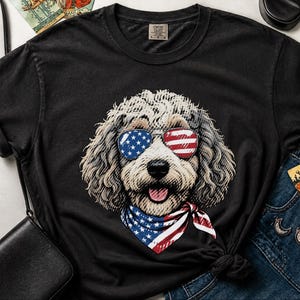 Comfort Colors Sheepadoodle Patriotic Sweatshirt, Independence Day Goldendoodle Sweatshirt, Fourth of July Sheepadoodle Shirt immagine 9