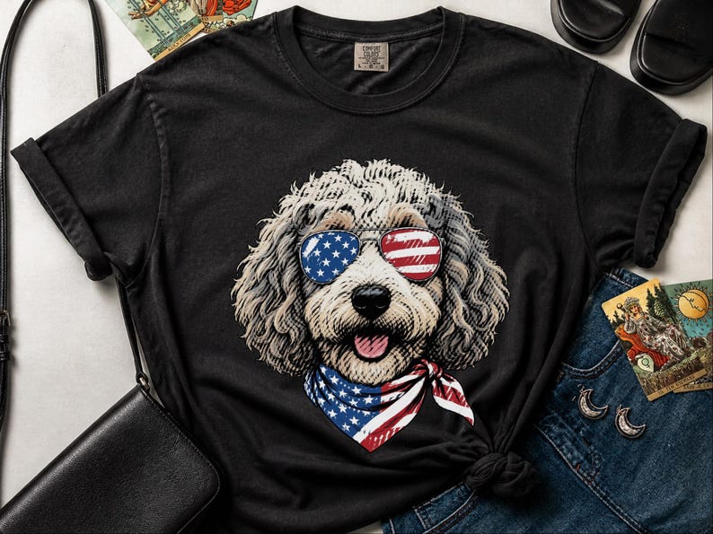 Comfort Colors Sheepadoodle Patriotic Sweatshirt, Independence Day Goldendoodle Sweatshirt, Fourth of July Sheepadoodle Shirt immagine 9