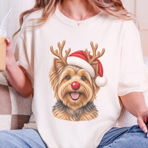 Christmas Yorkie Shirt, Holiday Dog Mom Gift, Festive Yorkie Lover Tee, Santa Paws Sweatshirt, Christmas Pet Owner Shirt image 1