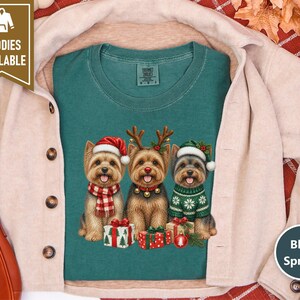 Christmas Yorkie Sweatshirt, Yorkie Mom Gift, Holiday Dog Crewneck, Festive Puppy Jumper, Yorkie Lover Apparel image 6