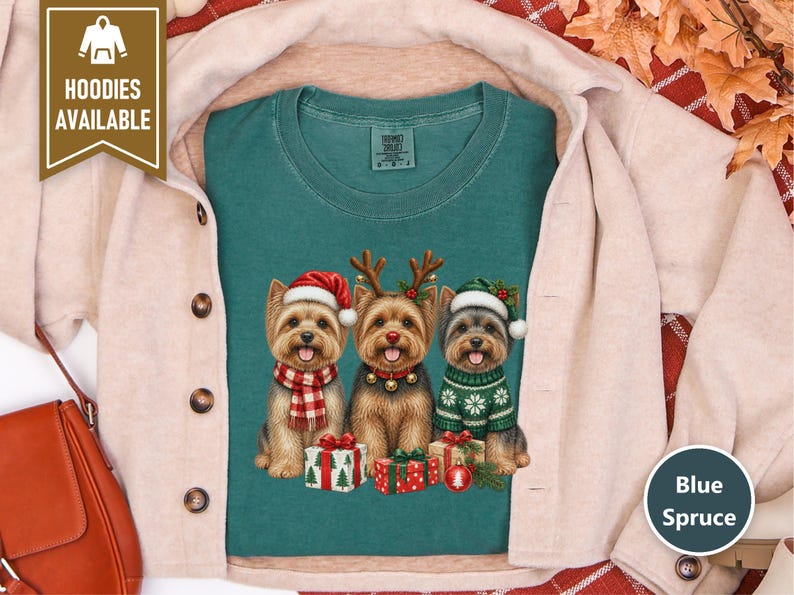 Christmas Yorkie Sweatshirt, Yorkie Mom Gift, Holiday Dog Crewneck, Festive Puppy Jumper, Yorkie Lover Apparel image 6