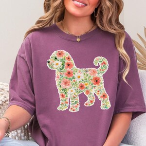 Comfort Colors Schnoodle Lover Schnoodle Floral Silhouette T-Shirt, Summer Flowers Dog Tee, Pet Owner Present, Summer Flowers Shirt image 6