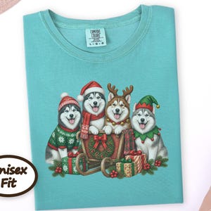 Siberian Husky Christmas Shirt, Husky Lover Gift, Festive Holiday Dog Sweatshirt, Santa Paws Xmas Tee image 9