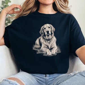 Golden Retriever Shirt, Golden Retriever Gift, Golden Retriever Dog Mom Tee, Vintage Sketch Print, Dog Lover Shirt image 9