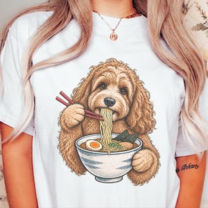 Camiseta de ramen para cockapoo, regalo para amantes de los fideos, camiseta de ramen para amantes de los perros, regalo divertido para dueños de cockapoo, camiseta de comida asiática imagen 9