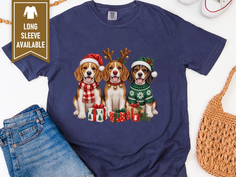 Christmas Beagle Shirt, Beagle Lover Gift, Holiday Dog Sweatshirt, Christmas Puppy Tee, Dog Mom Present image 5