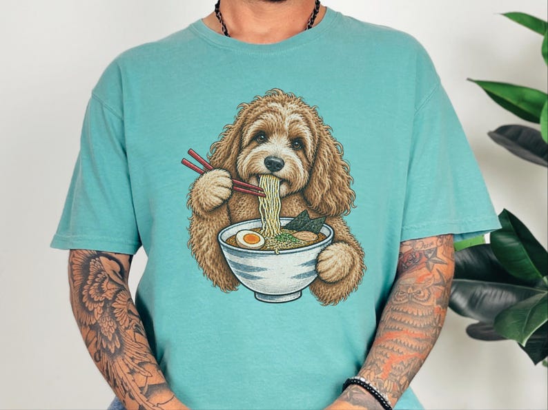 Camiseta de ramen para cockapoo, regalo para amantes de los fideos, camiseta de ramen para amantes de los perros, regalo divertido para dueños de cockapoo, camiseta de comida asiática imagen 7