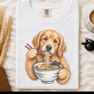 Golden Retriever-tröja, Ramen-älskare, rolig hundtröja, japansk matkonst, nudelälskare-t-shirt, Golden Mom-present bild 3