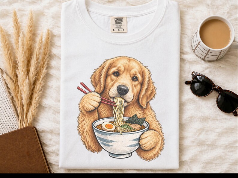 Golden Retriever-tröja, Ramen-älskare, rolig hundtröja, japansk matkonst, nudelälskare-t-shirt, Golden Mom-present bild 3