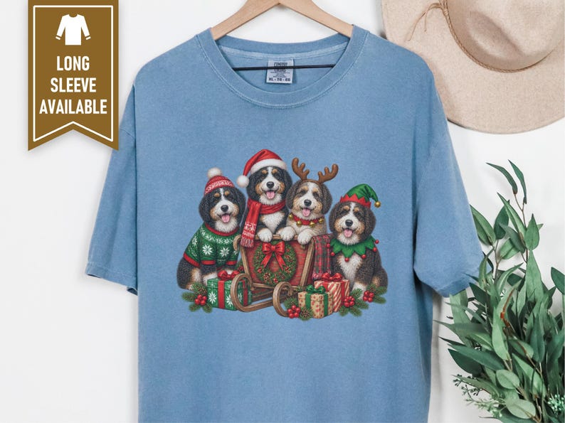 Christmas Bernedoodle Shirt, Festive Puppy Sweatshirt, Holiday Dog Lover Gift, Bernedoodle Christmas Gift, Winter Dog Shirt image 4