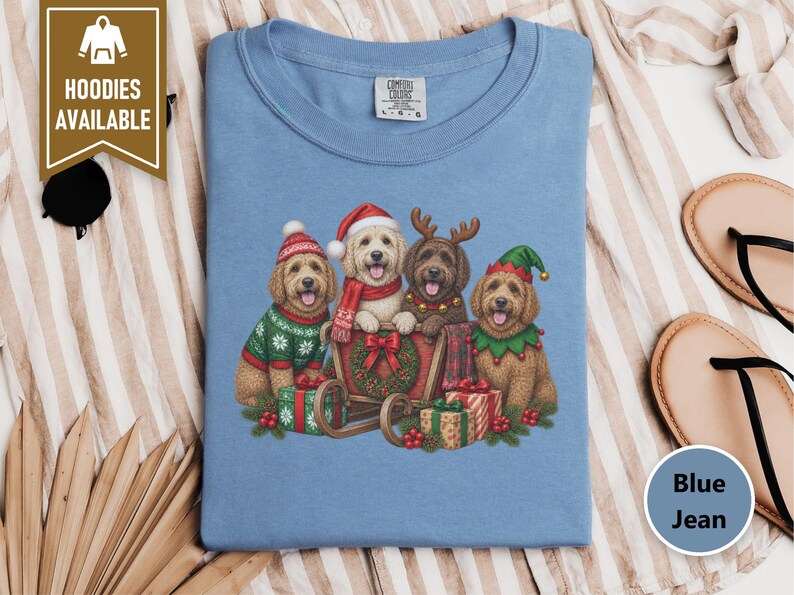 Christmas Labradoodle Shirt, Labradoodle Christmas Gift, Santa Dog Tee, Dog Mom Christmas Shirt, Holiday Pet Shirt, Labradoodle Lover Gift image 4