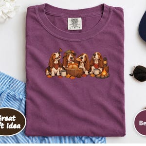 Basset Hound Shirt, Fall Camping Gift, Autumn Hound Dog Tee, Basset Hound Mom Sweatshirt, Camping Dog Lover Gift Bild 10