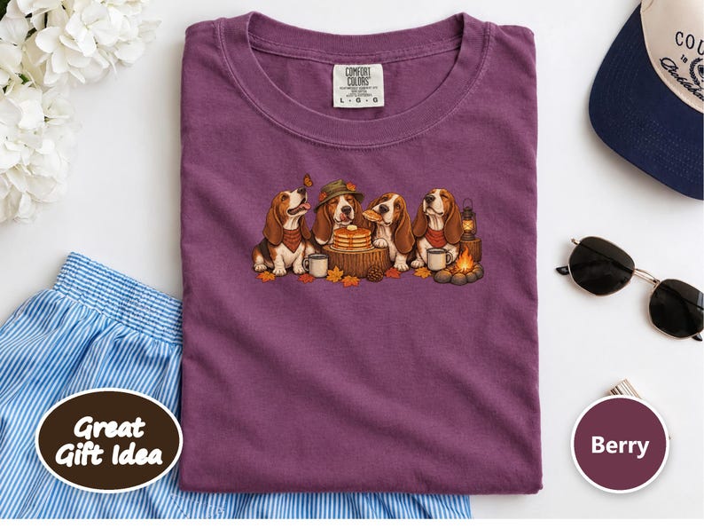 Basset Hound Shirt, Fall Camping Gift, Autumn Hound Dog Tee, Basset Hound Mom Sweatshirt, Camping Dog Lover Gift Bild 10