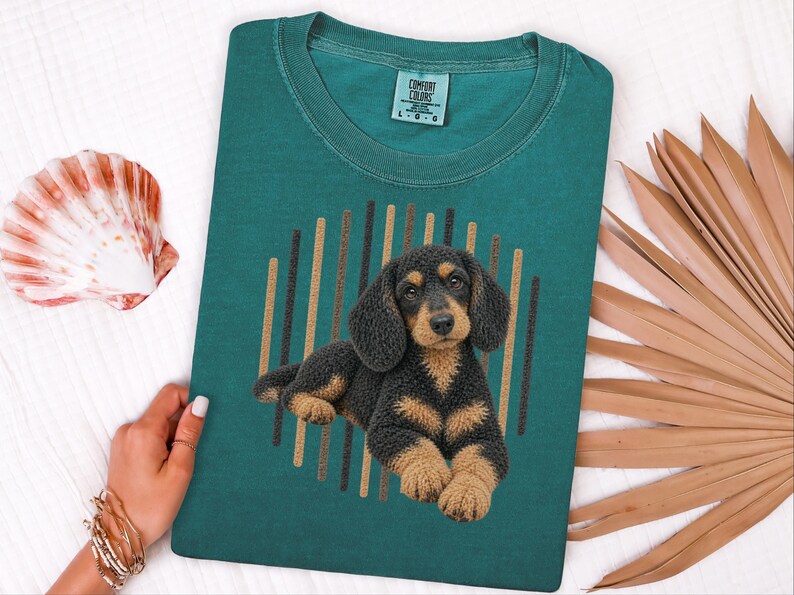 Dachshund Dog Shirt, Wiener Dog Mom Gift, Long Haired Doxie Tee, Dapple Dachshund Lover Present, Sausage Dog Art image 10