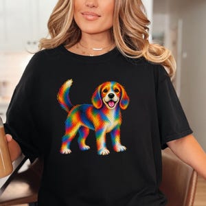 Camiseta de Beagle, Regalo colorido para amantes de los perros, Camiseta de cachorro arcoíris, Regalo para mamás de Beagle, Camiseta gráfica para dueños de perros imagen 5