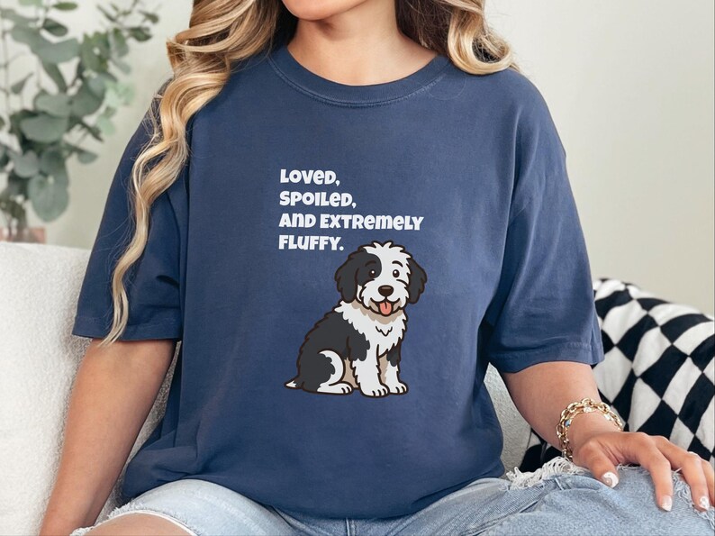 Comfort Colors Sheepadoodle Dog Tshirt | Loved, Spoiled, and Extremely Fluffy Sweatshirt | Sheepadoodle Enthusiast Crewneck, Pet Lover Gift image 5