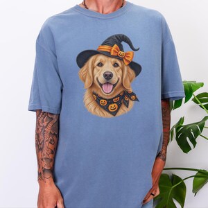 Halloween Dog Shirt, Witch Dog Shirt, Golden Retriever Mom Gift, Fall Dog Lover Tee, Golden Mom Gift image 4
