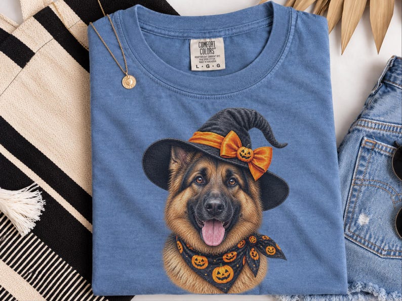 German Shepherd Halloween Shirt, Dog Mom Gift, Witch Dog Shirt, GSD Fall Tee, Spooky Dog Mom, Halloween Pet Lover image 4