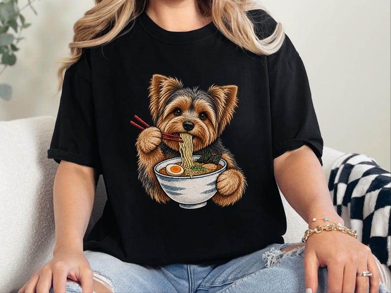 Yorkshire-Terrier-Shirt, Geschenk für Yorkshire-Terrier-Mama, Ramen-Liebhaber-Shirt, Shirt für japanisches Essen, Geschenk für Hundeliebhaber Bild 2