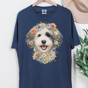 Comfort Colors Sheepadoodle T-shirt, Doodle Pet Art, Botanical Pet Lover Gift, Sheepadoodle Floral Face Spring Tee, Funny Pet Mom Shirt, Tee image 8