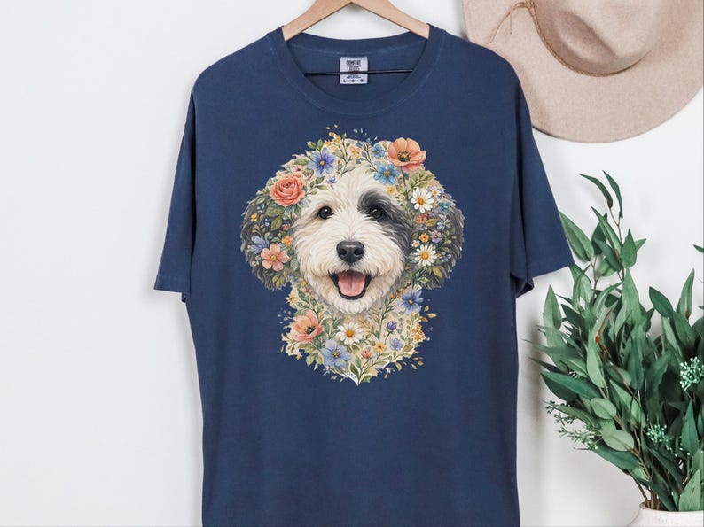 Comfort Colors Sheepadoodle T-shirt, Doodle Pet Art, Botanical Pet Lover Gift, Sheepadoodle Floral Face Spring Tee, Funny Pet Mom Shirt, Tee image 8