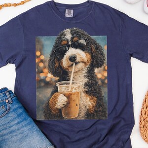 Comfort Colors Bernedoodle Tee | Iced Coffee Dog Shirt, Funny Canine Mom Gift | Dog Graphic Tee, Bernedoodle Lover Gift, Iced Coffee Tshirt image 4