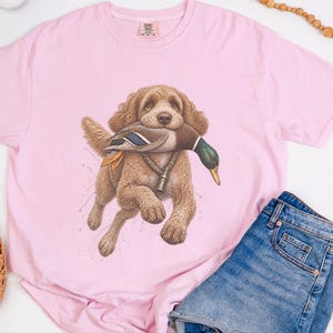 Duck Hunter Shirt, Cockapoo Dog Lover Gift, Waterfowl Hunting Tee, Mallard Duck Art, Outdoorsman Apparel image 5