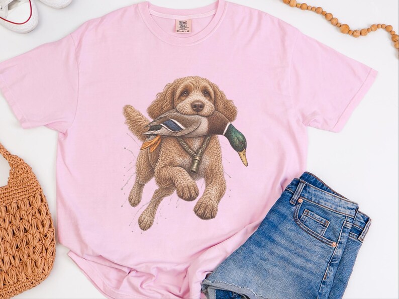 Duck Hunter Shirt, Cockapoo Dog Lover Gift, Waterfowl Hunting Tee, Mallard Duck Art, Outdoorsman Apparel image 5