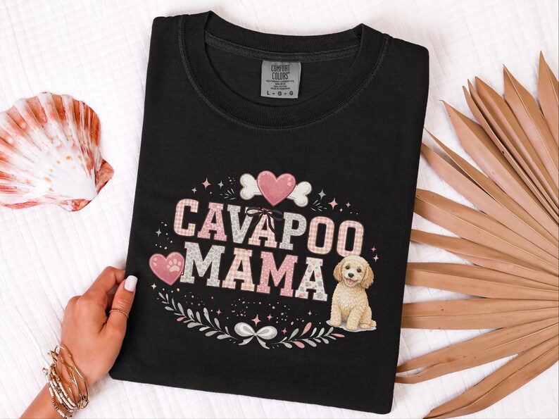 Comfort Colors Cavapoo Mom Shirt, Cavapoo Mama, Dog Owner Gift, Funny Canine Tee, Vintage Floral Doodle Graphic, New Dog Mom Present image 5