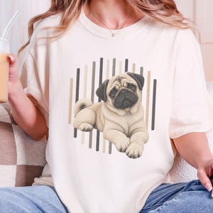 Camiseta de perro carlino, regalo para amantes de los carlinos, camiseta con estampado de cachorro adorable, camiseta para mamás carlinos, camiseta con retrato de perro, camiseta para papás carlinos, ropa para amantes de las mascotas imagen 4