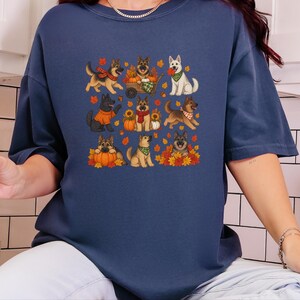 German Shepherd Fall Shirt, Autumn Dog Mom Gift, Cozy Season Sweatshirt, Puppy Lover Tee image 1