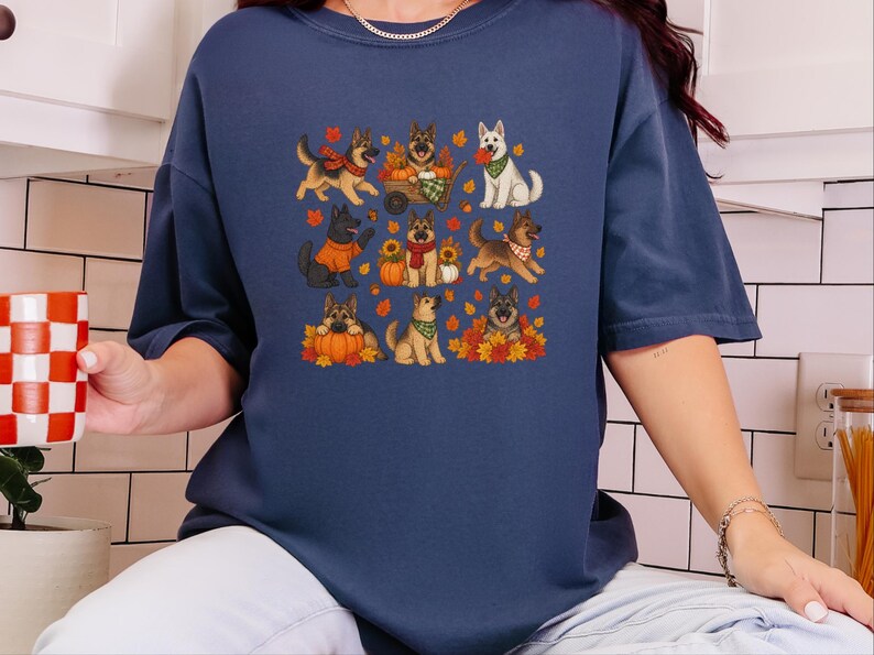 German Shepherd Fall Shirt, Autumn Dog Mom Gift, Cozy Season Sweatshirt, Puppy Lover Tee image 1