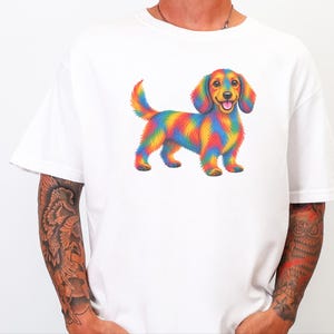 Dachshund Shirt, Rainbow Dog Gift, Colorful Wiener Dog Tee, Doxie Lover Graphic, Sausage Dog Art Shirt, Puppy Owner Present image 9