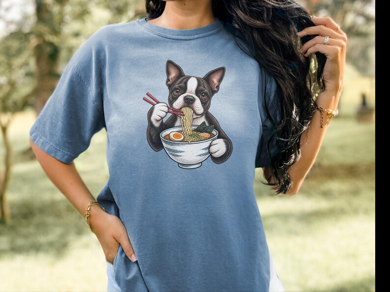 Boston Terrier Shirt, Ramen Lover Gift, Funny Dog Tee, Japanese Food Shirt, Boston Terrier Owner Gift, Noodle Lover T Shirt image 7