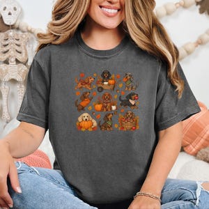 Fall Dachshund Shirt, Autumn Dog Lover Gift, Doxie Mom Tee, Cute Wiener Dog Shirt, Pumpkin Pet Lover Top imagen 7