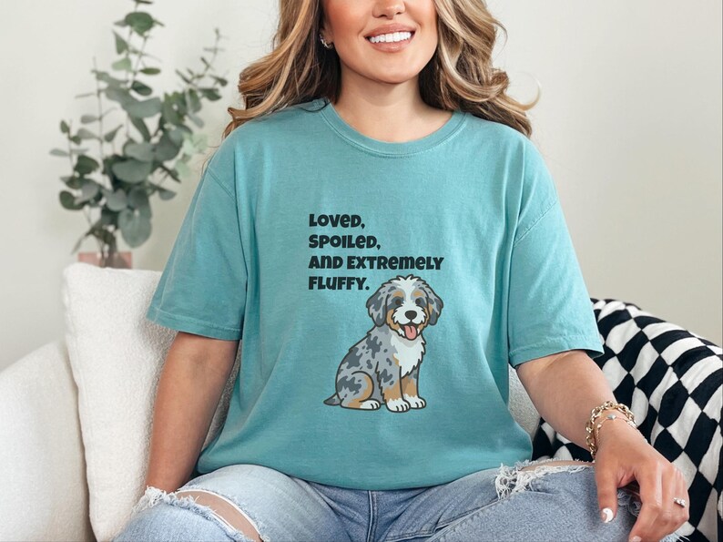 Comfort Colors Aussiedoodle Mom Shirt, Loved, Spoiled, and Extremely Fluffy Tee, Australian Shepherd Poodle Mix Tee, Doodle Dad Shirt image 9